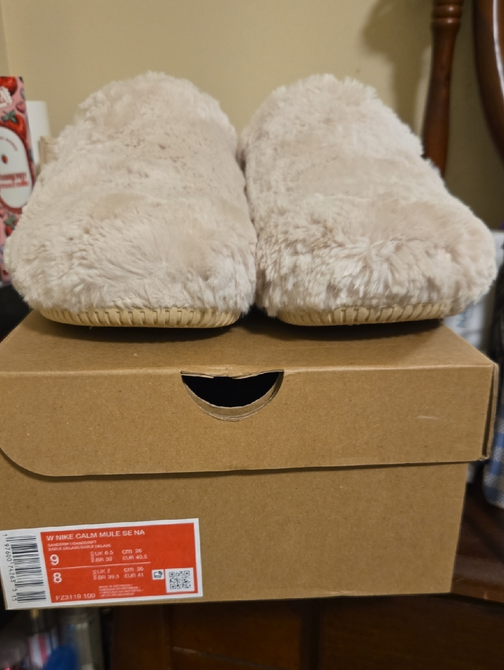 Plush Faux-Fur Slide Slippers - Beige